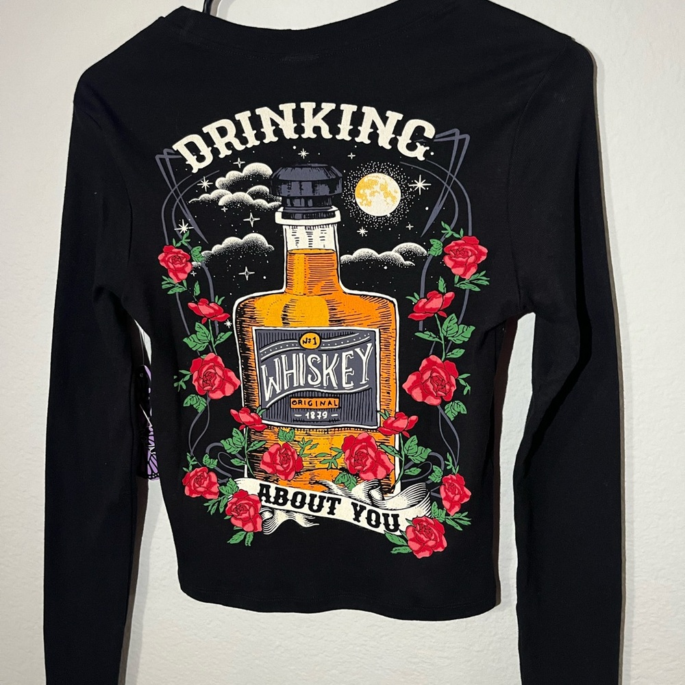 Black Long Sleeve Whiskey Graphic Tee